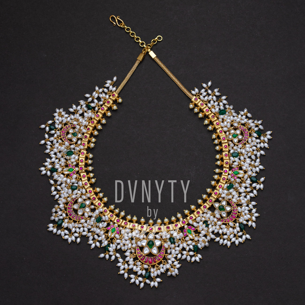 DVNYTY 925 Silver Guttapusala Chandbali Necklace