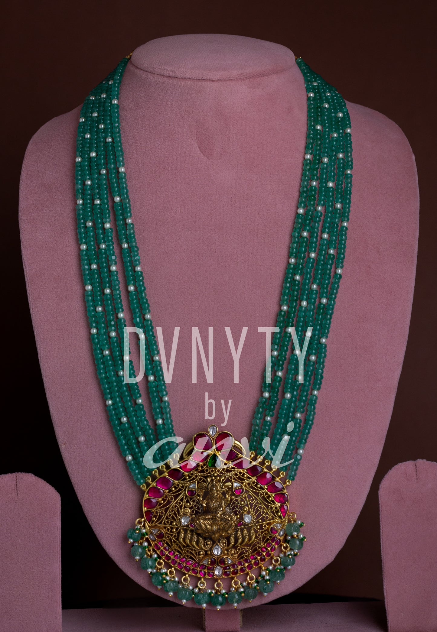 DVNYTY 925 Silver Lakshmi Nakshi Pendant Haaram