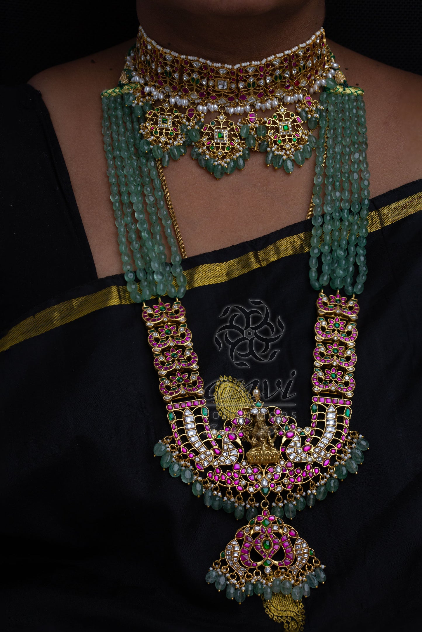 Jadau Kundan Lakshmi Nakshi Rani Haar with Bridal Choker