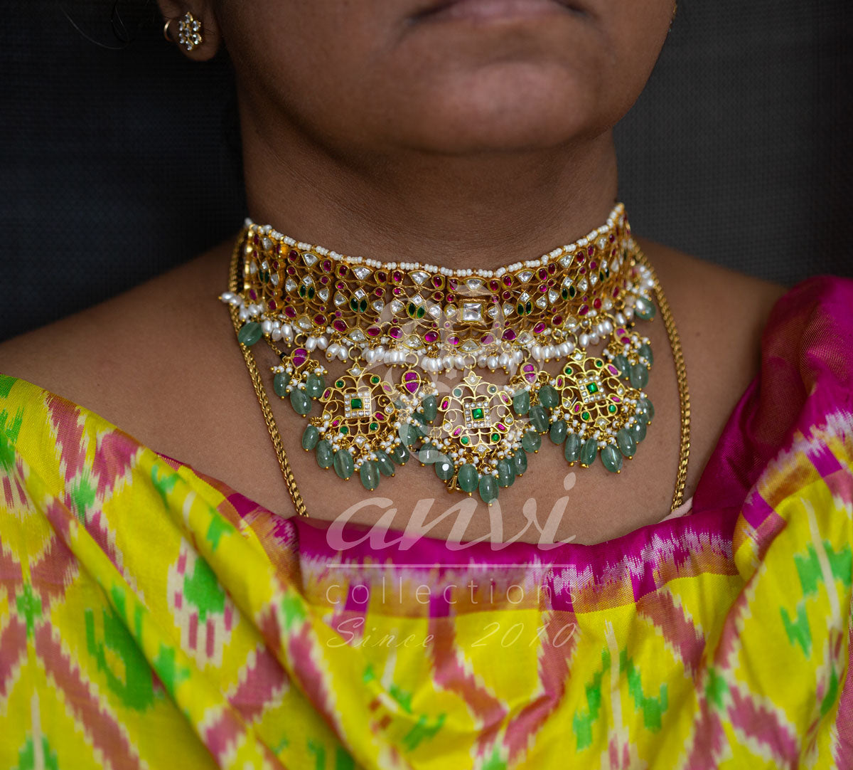 Bridal Choker with drop pendants
