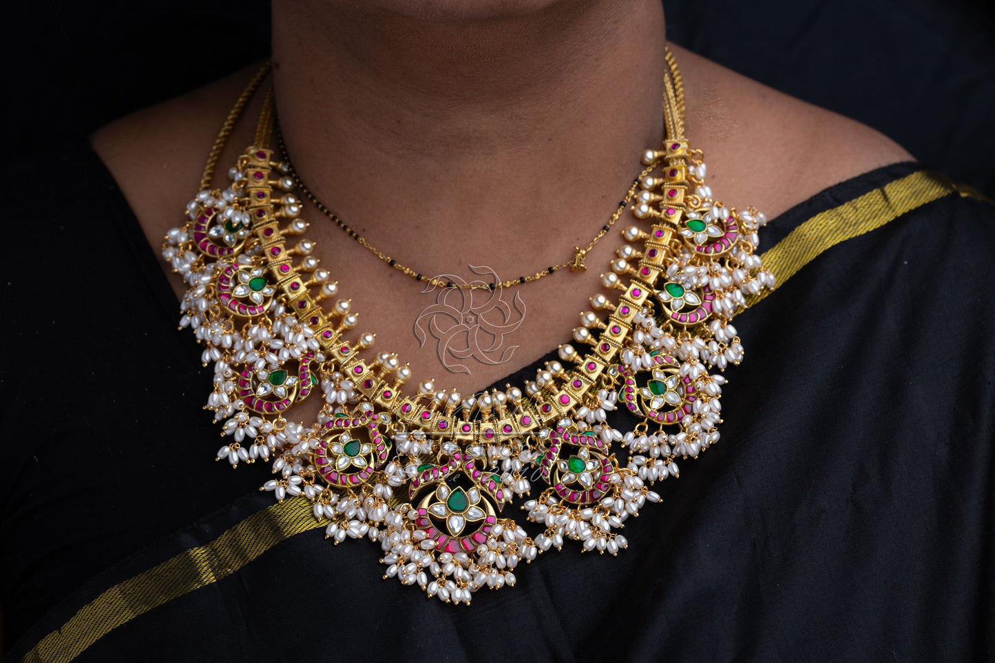 Peacock Chandbali Guttapusala Necklace