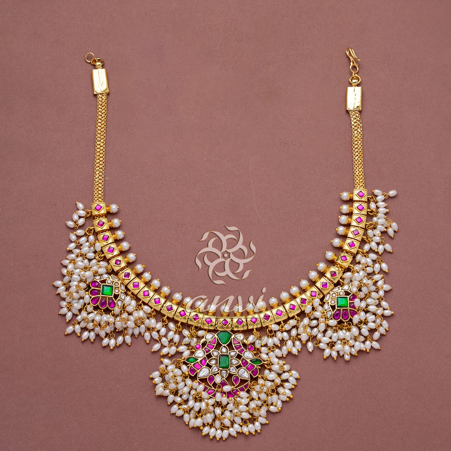 Twin Peacock Guttapusala Short Neckpiece