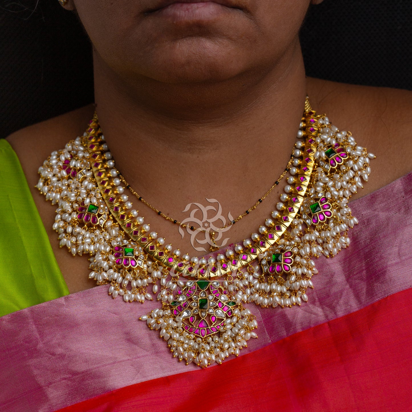 Twin Peacock Guttapusala Medium Necklace