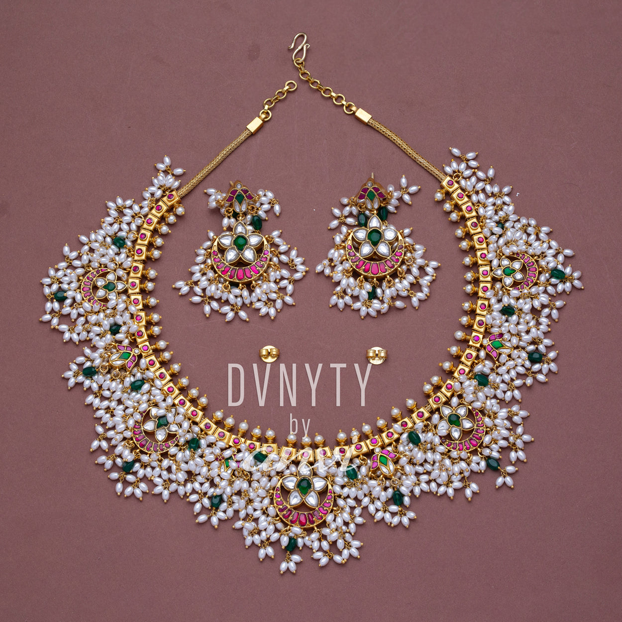 DVNYTY 925 Silver Guttapusala Chandbali Necklace
