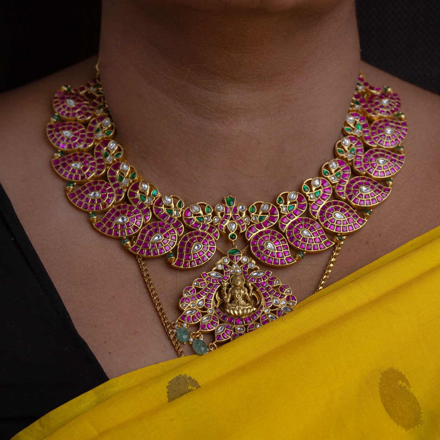 Hamsa Mango Necklace in jadau kundan
