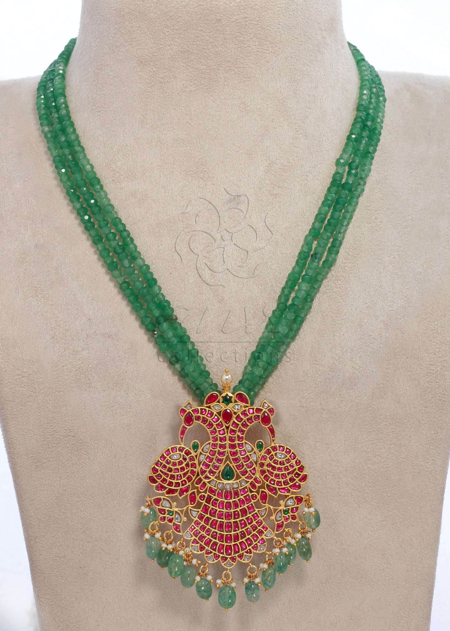 Gandaberunda Pendant with Strawberry Beads Chain