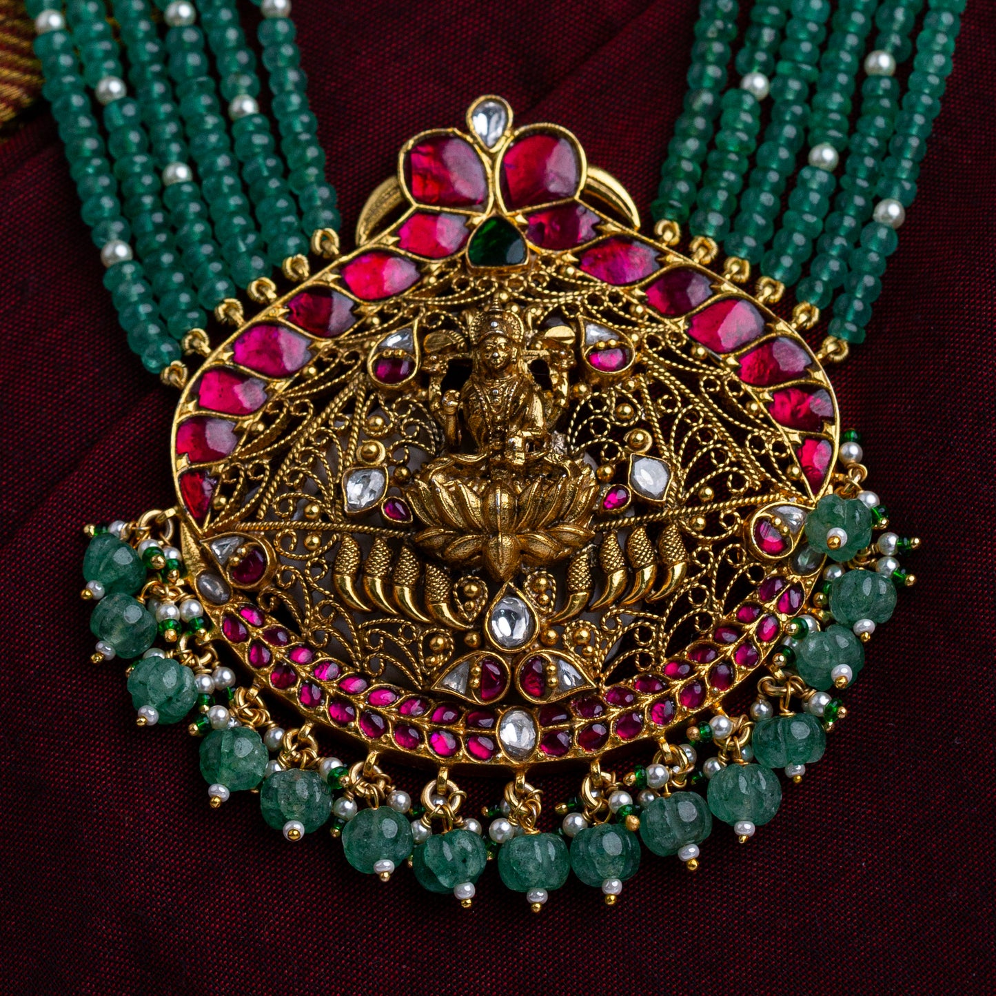 DVNYTY 925 Silver Lakshmi Nakshi Pendant Haaram