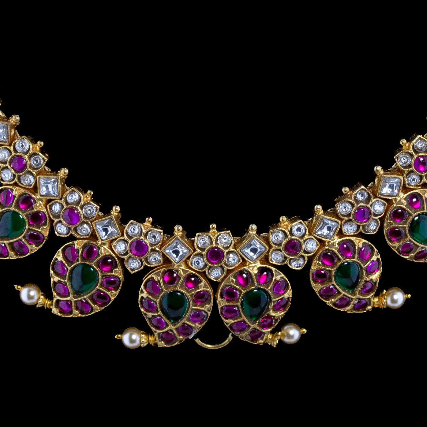 Jadau Kundan Mango Haaram with detachable Pendant