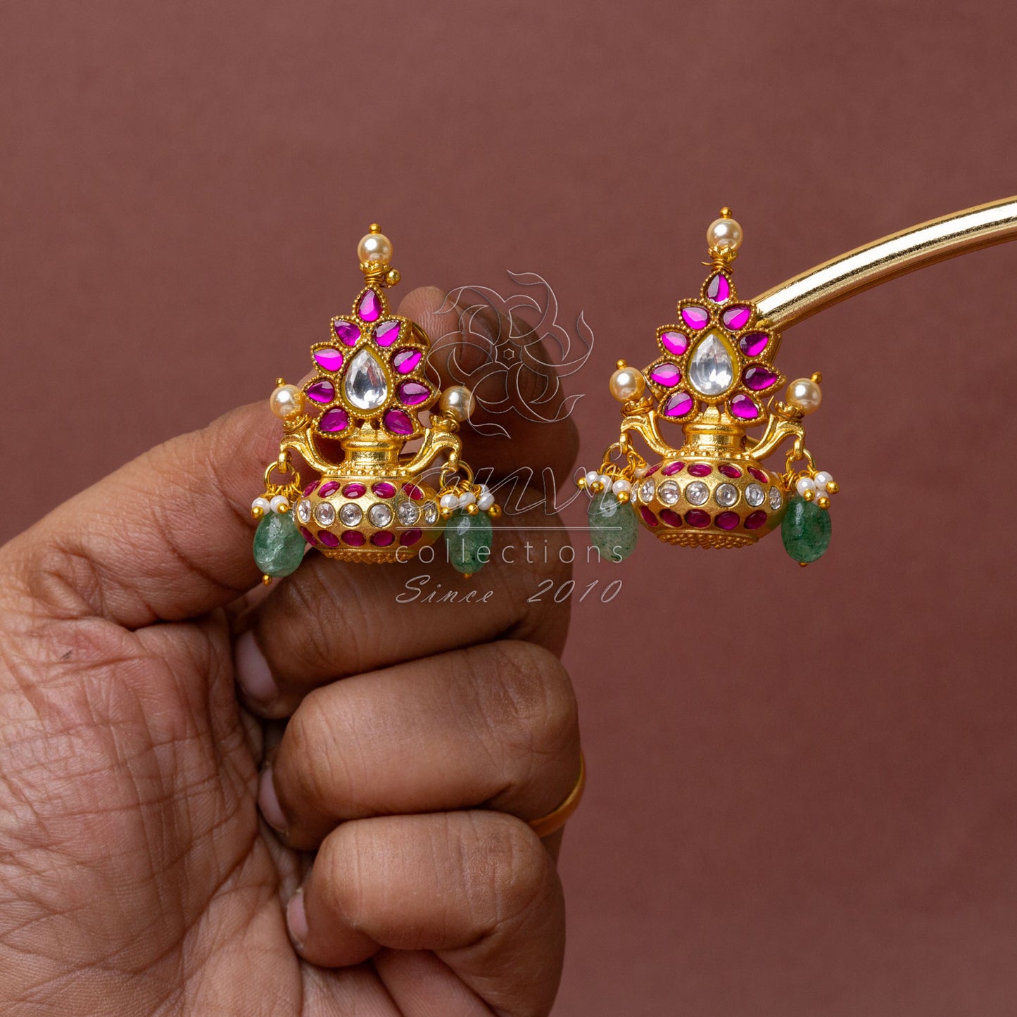 Small Kalasham Style Kundan earrings