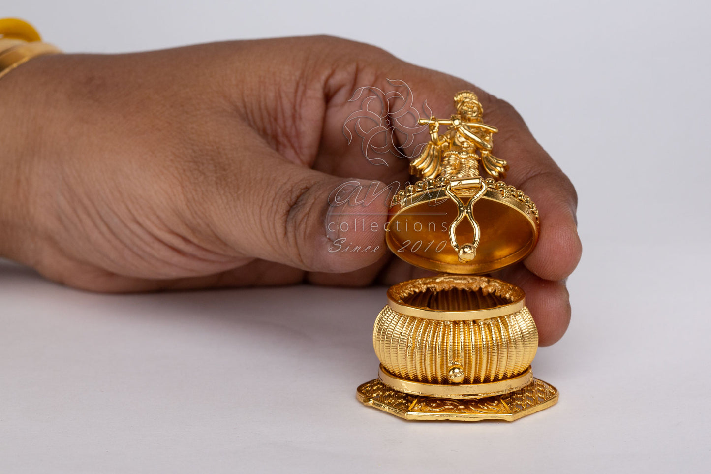 Krishna Round Small Kumkum Box