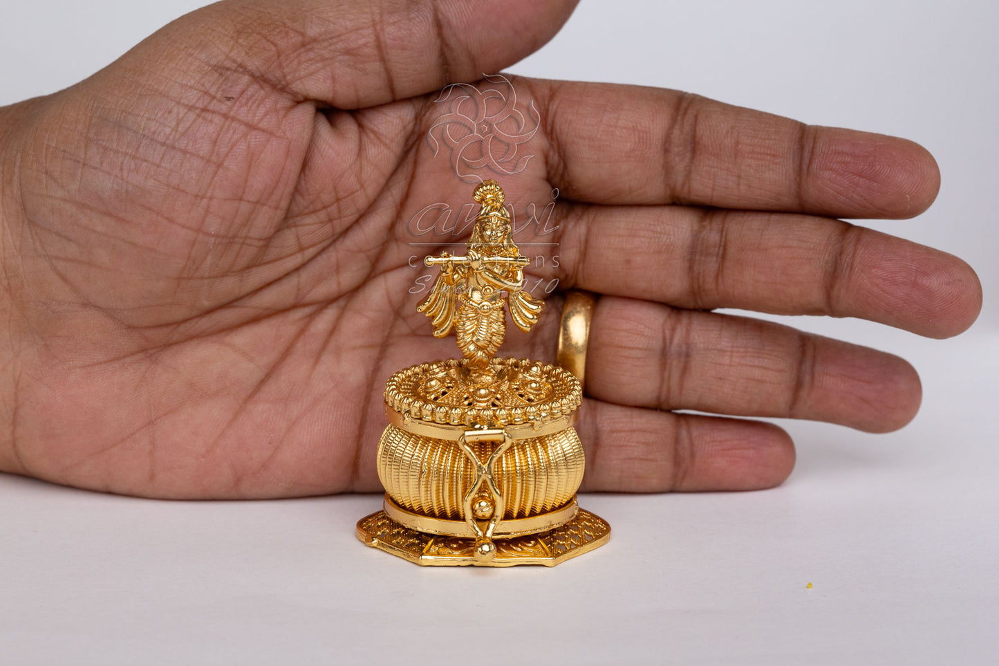 Krishna Round Small Kumkum Box