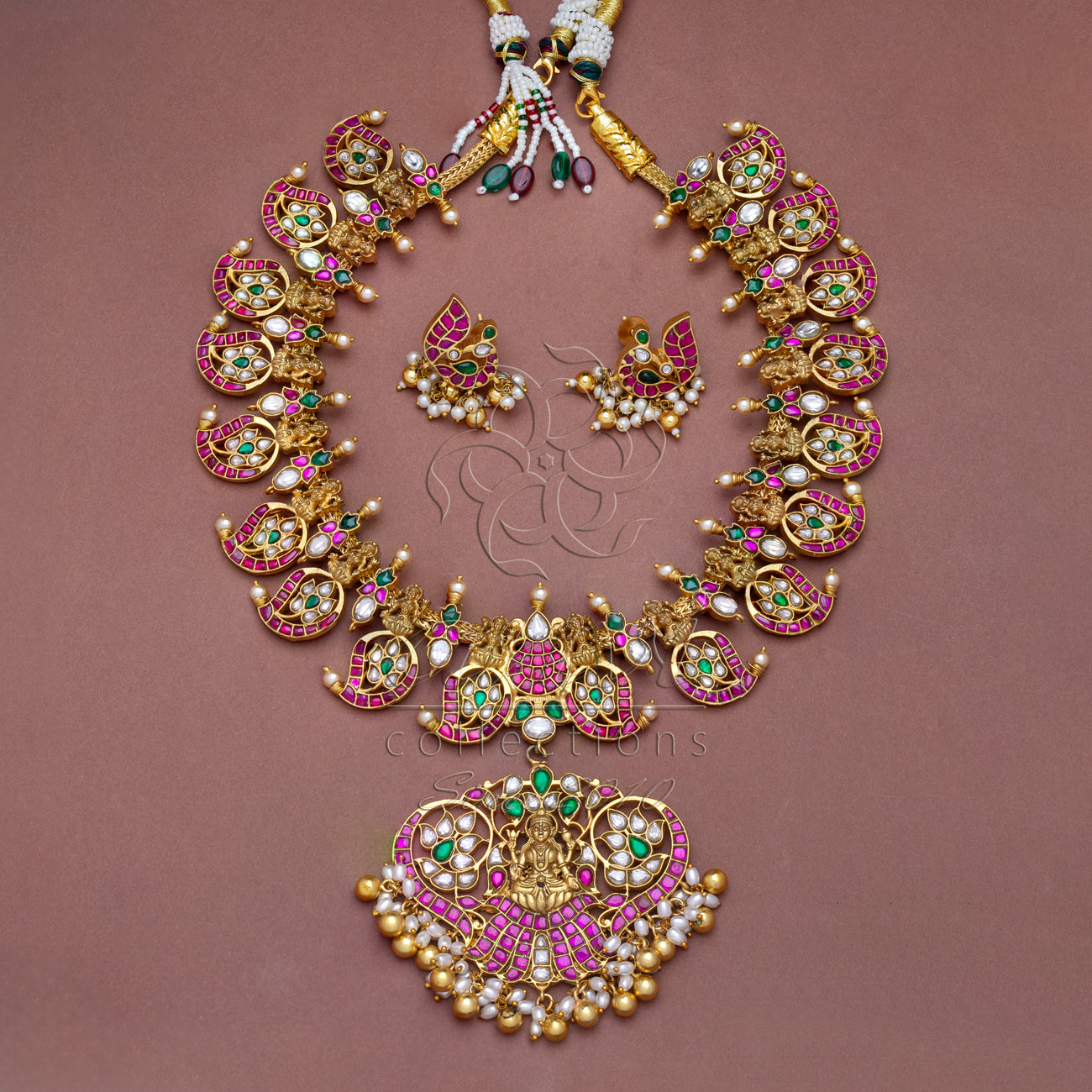 Nakshi Mango Haaram in jadau kundan