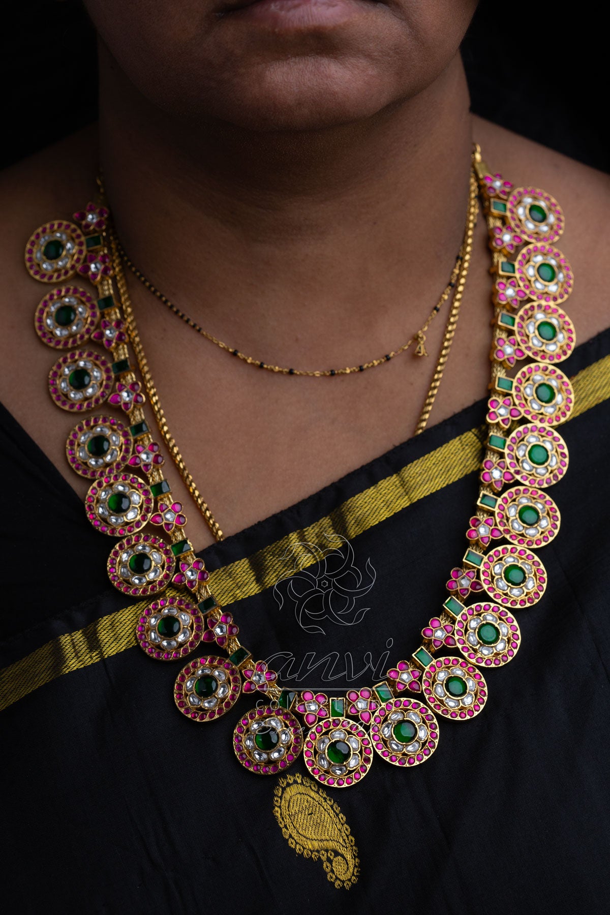 Long Bottu Mala in Jadau Kundan work