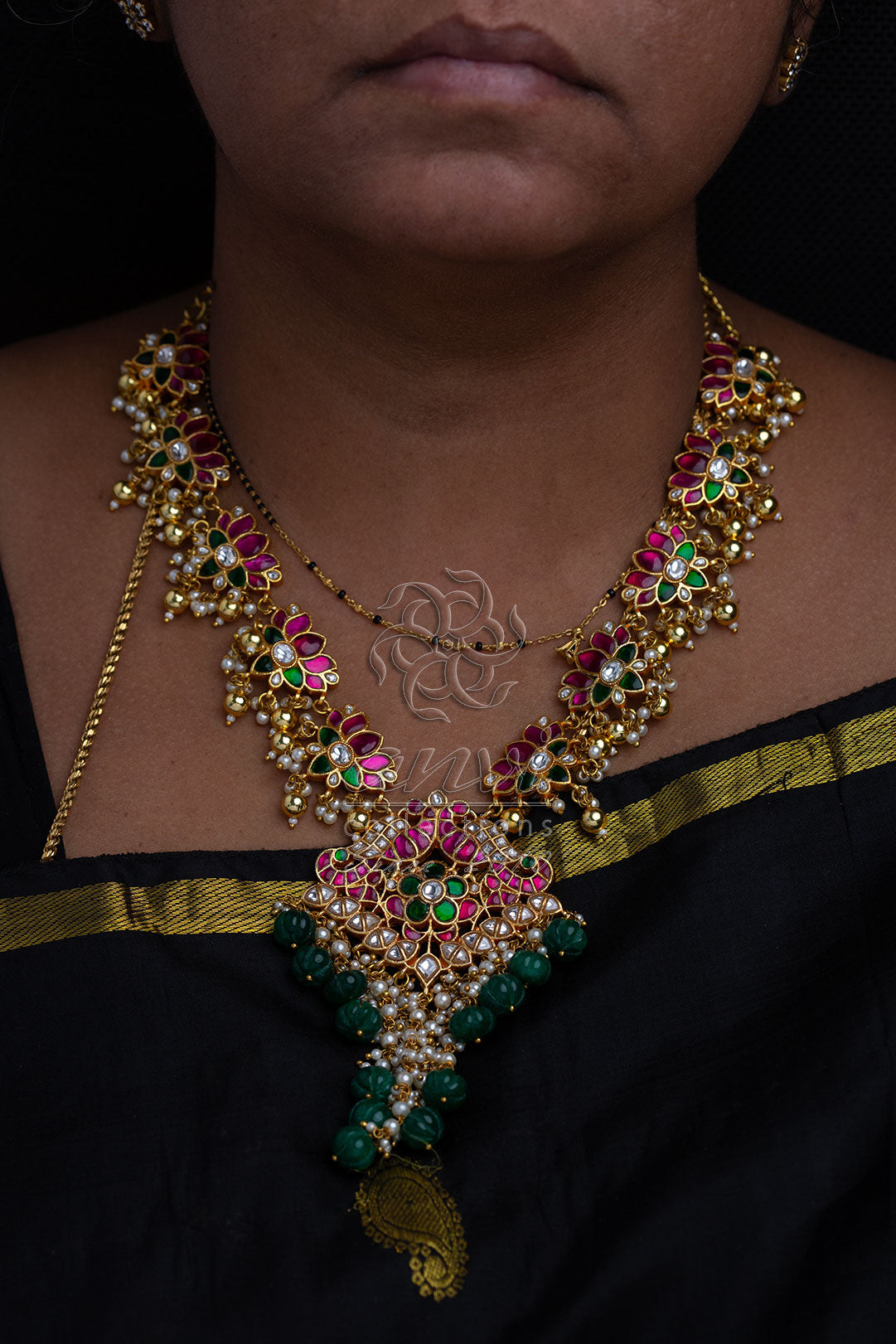Lotus jadau necklace with Earrings