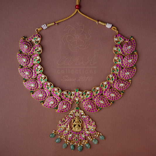 Hamsa Mango Necklace in jadau kundan