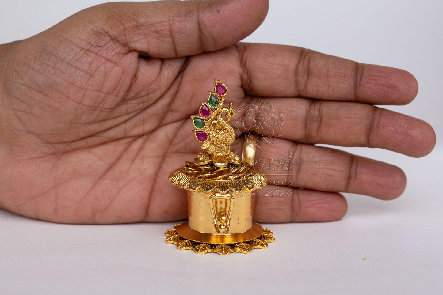 Multi Peacock Small Kumkum Box