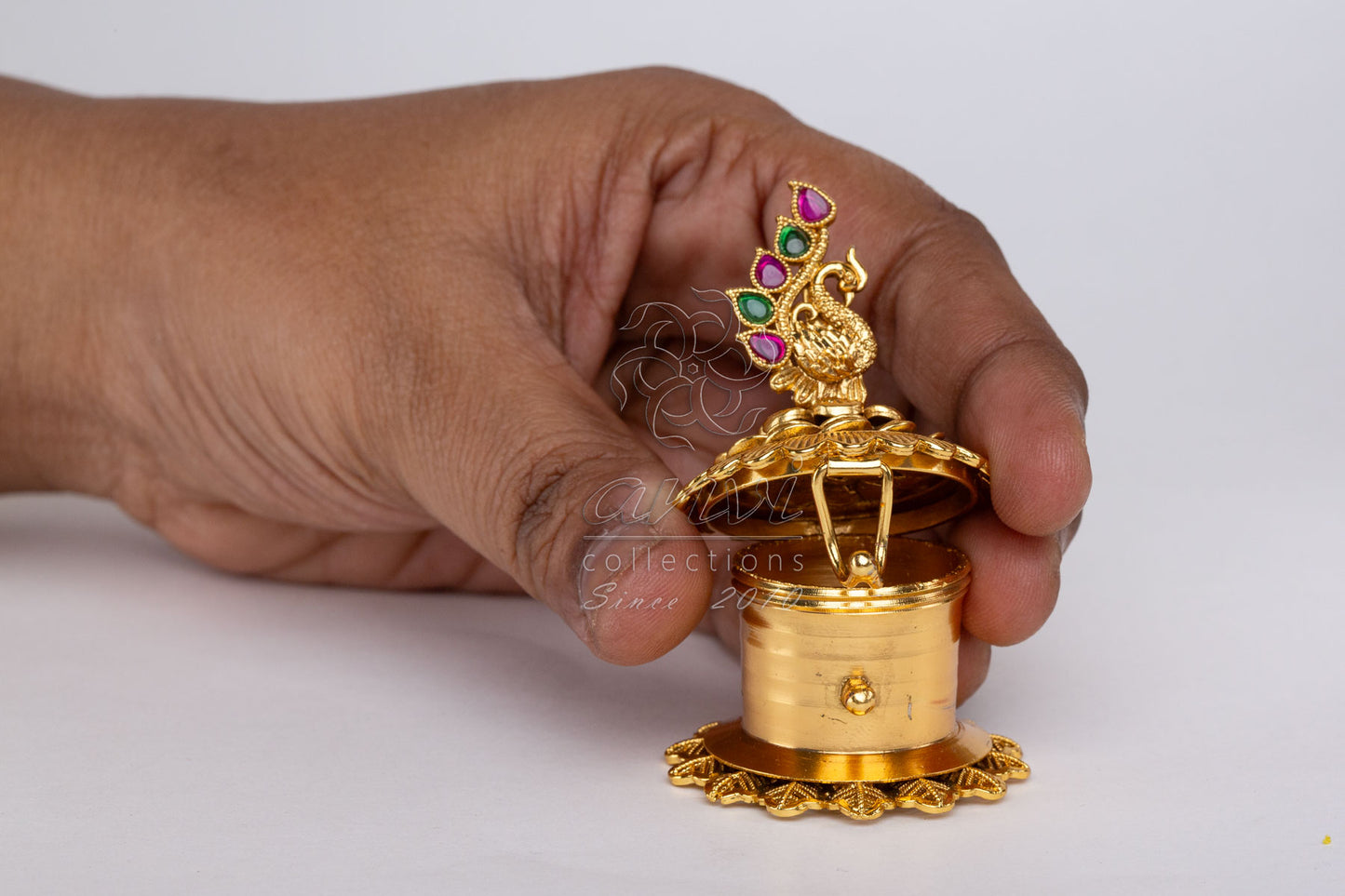 Multi Peacock Small Kumkum Box