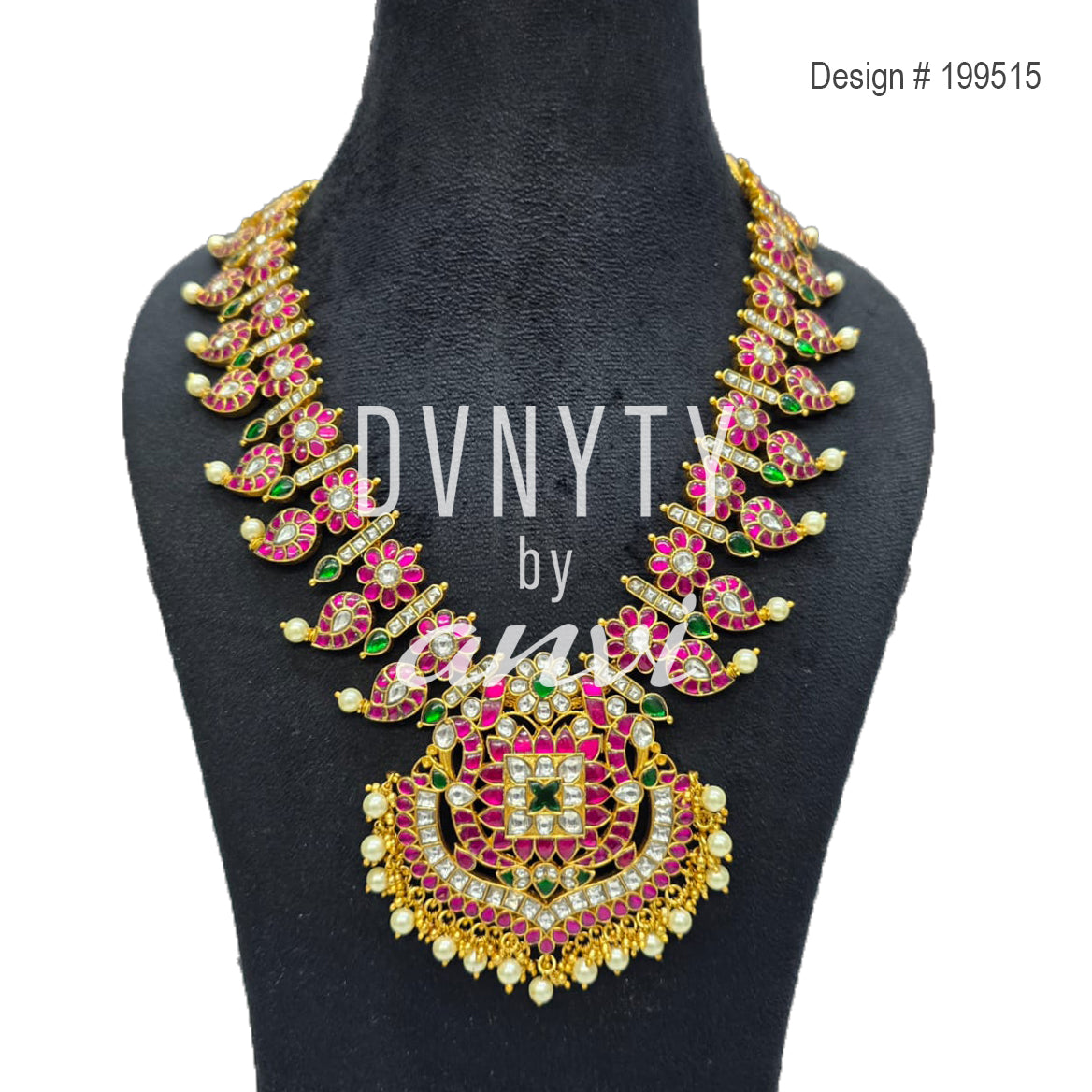 DVNYTY 925 Silver Mango Bottu Haaram in Jadau Kundan