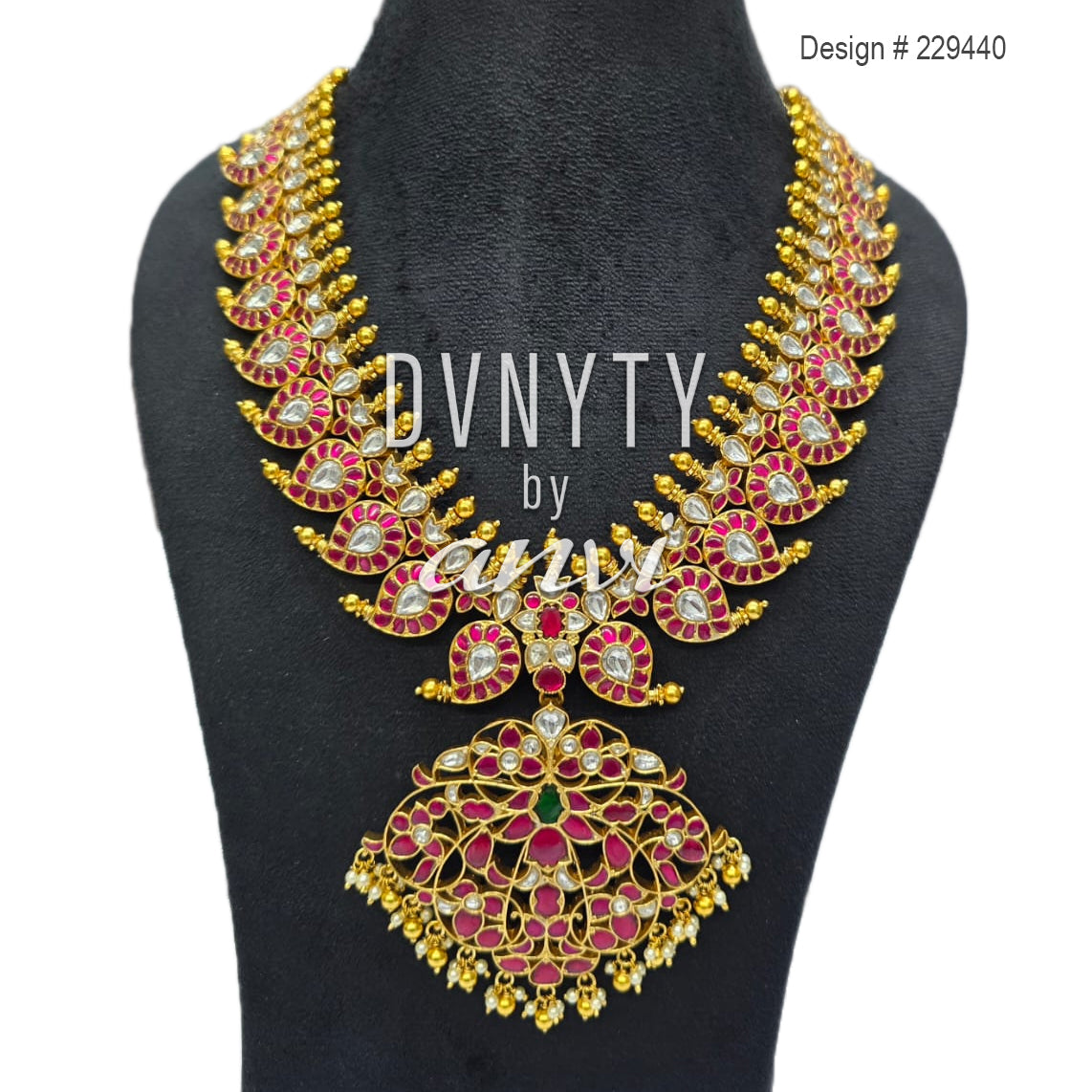 DVNYTY 925 Silver Mango Haaram in Jadau Kundan