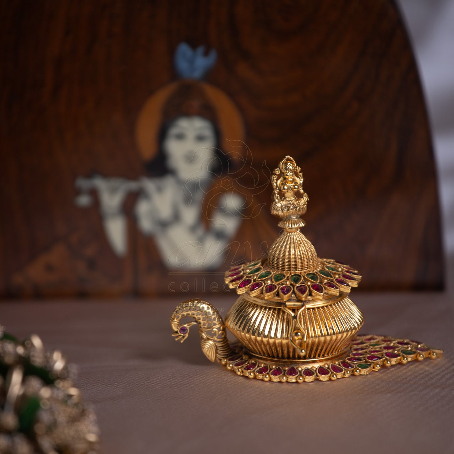 Peacock Long Kumkum Box