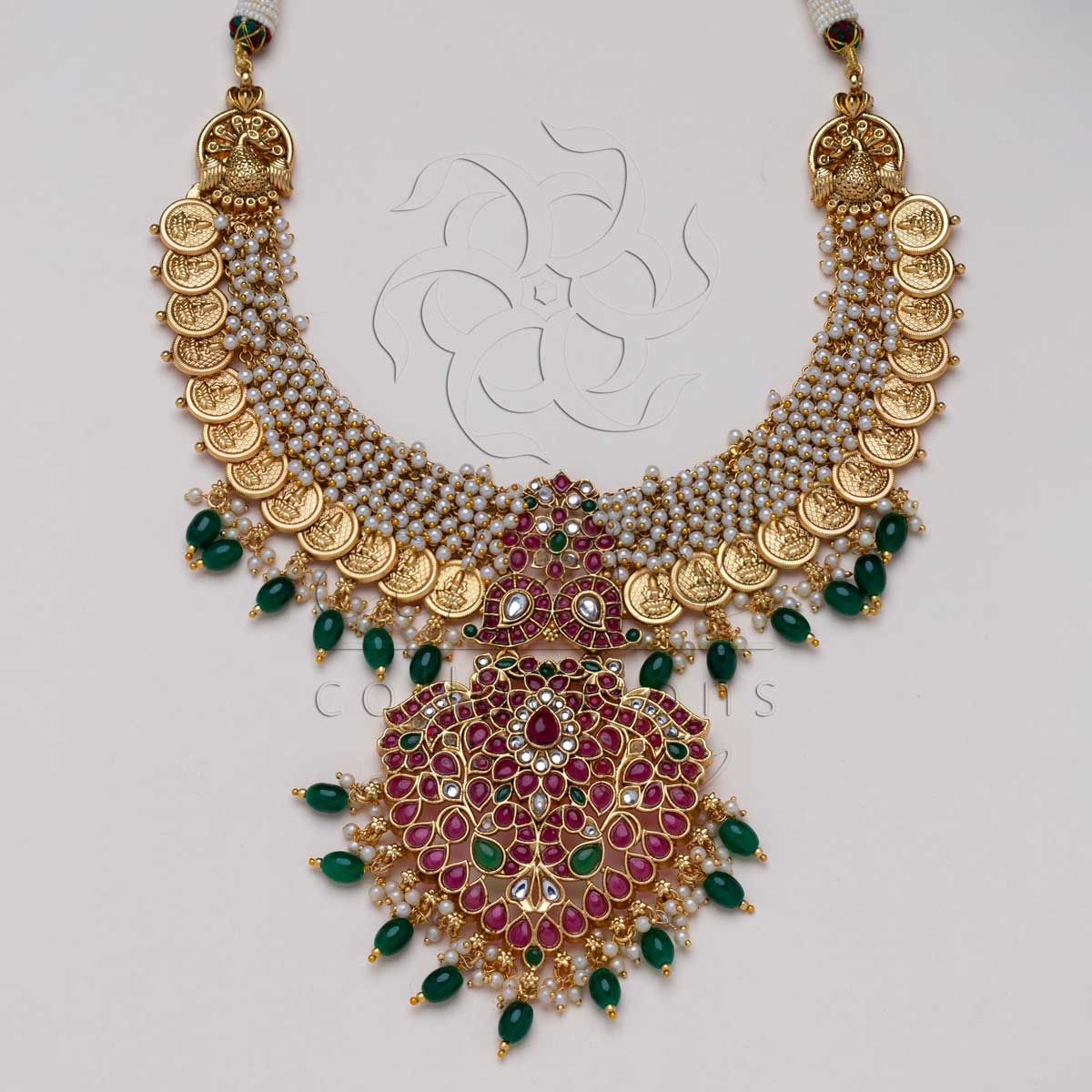 Kempu Kaasu Necklace with Pendant