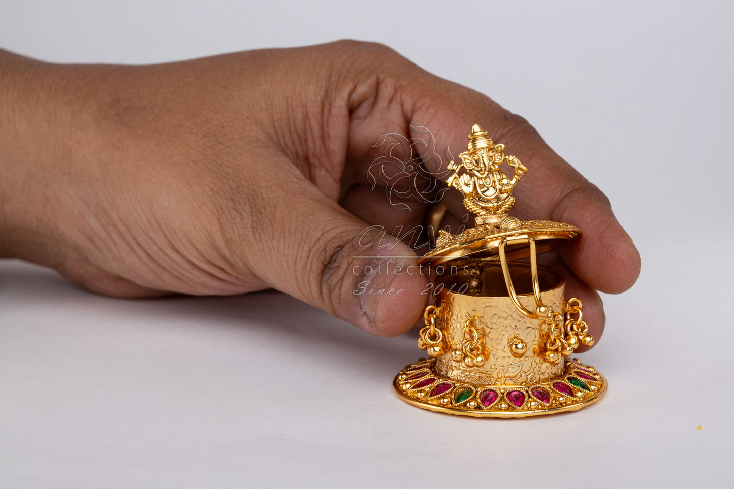 Shri Ganesh Round Small Kumkum Box
