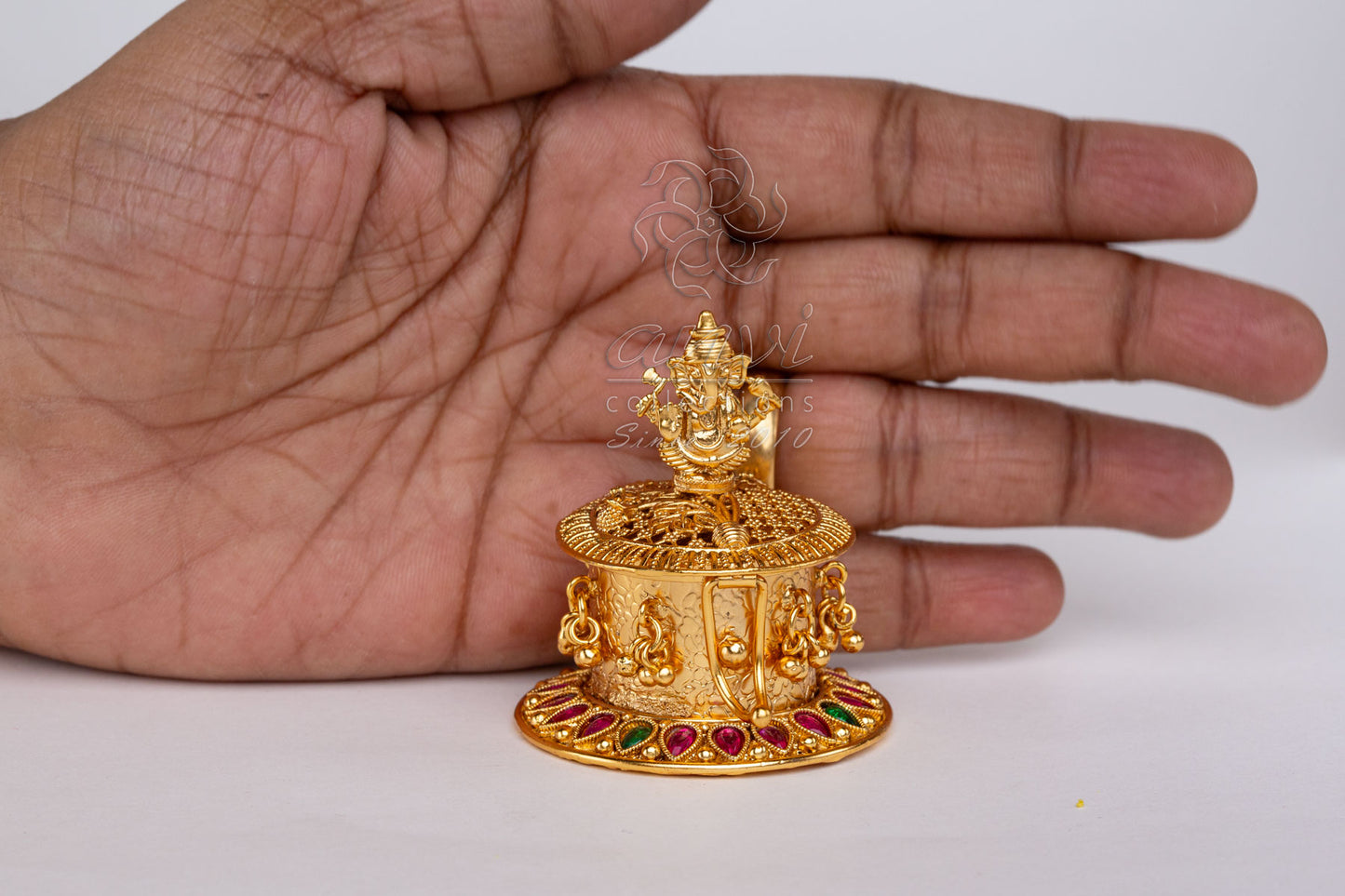 Shri Ganesh Round Small Kumkum Box