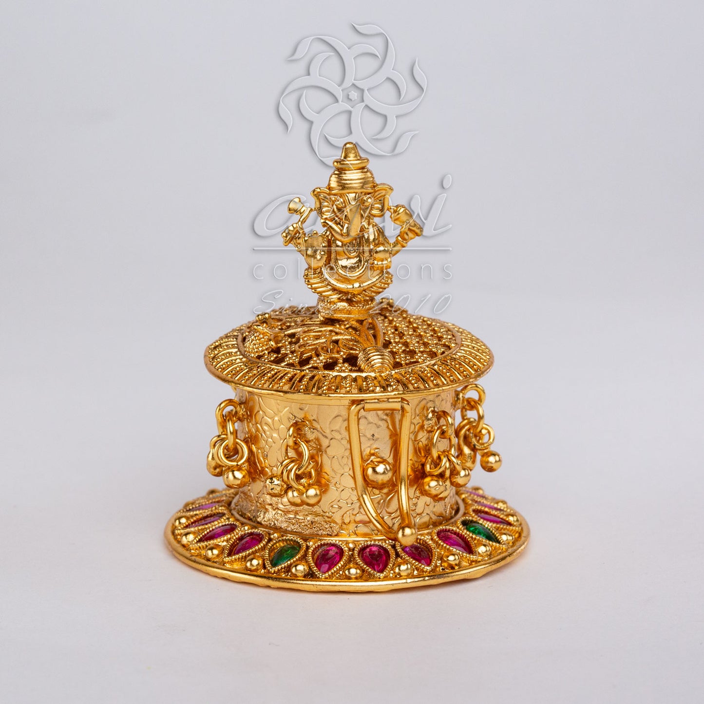 Shri Ganesh Round Small Kumkum Box