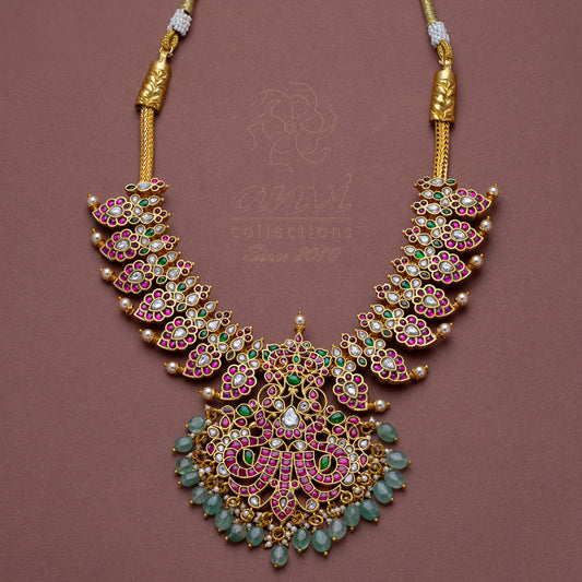Short Mango Necklace in jadau kundan