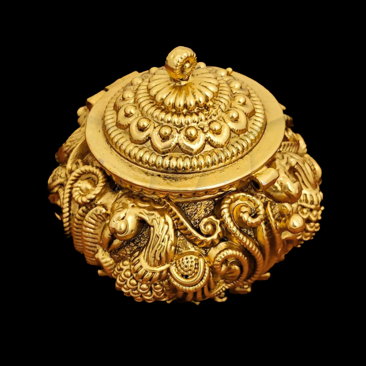 Swan Nakshi Round Kumkum Box