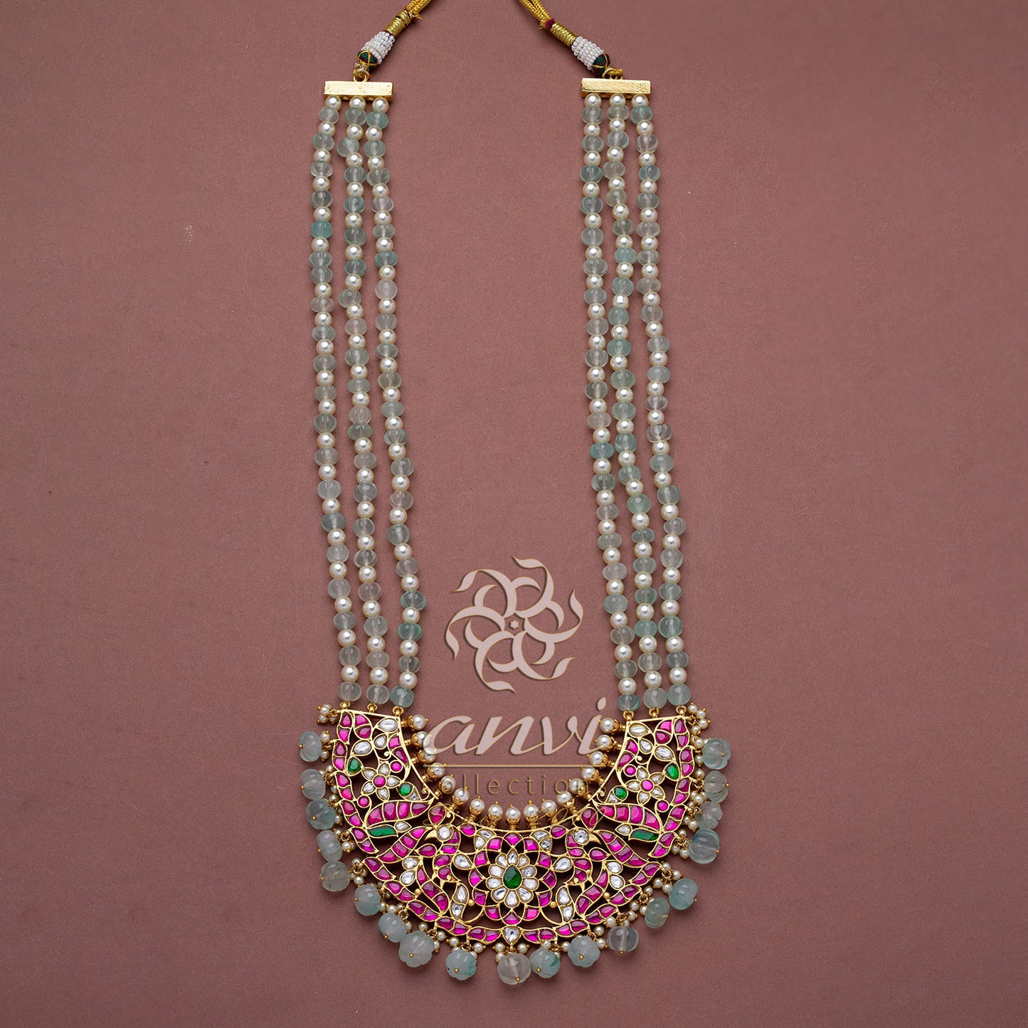 U-Shape Large Jadau Pendant Rani Haar