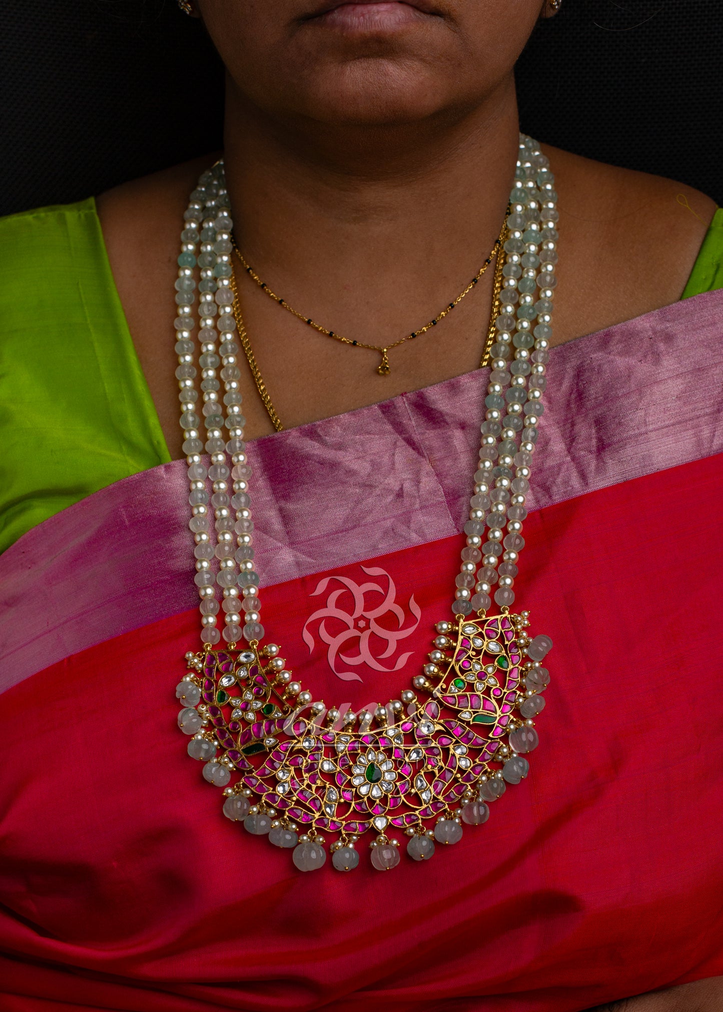 U-Shape Large Jadau Pendant Rani Haar