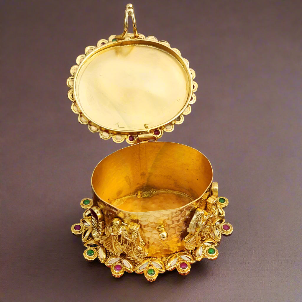 Oval Pink Kundan Kumkum Box