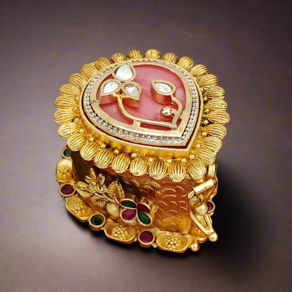 Teardrop Green  Kundan Kumkum Box