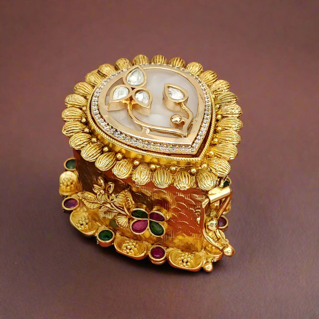 Teardrop Green  Kundan Kumkum Box