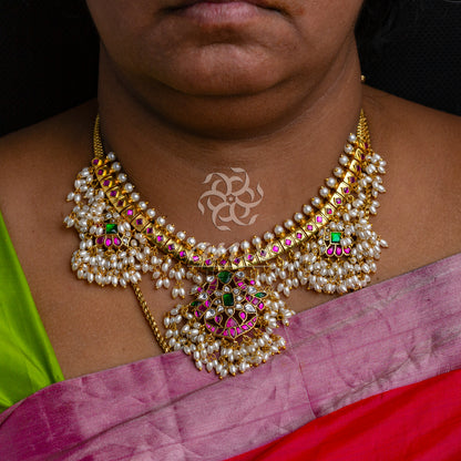 Twin Peacock Guttapusala Short Neckpiece