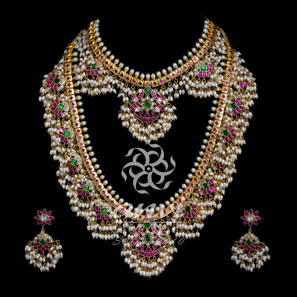 Guttapusala Bridal Combo 1 - Haaram with 3-pc short necklace