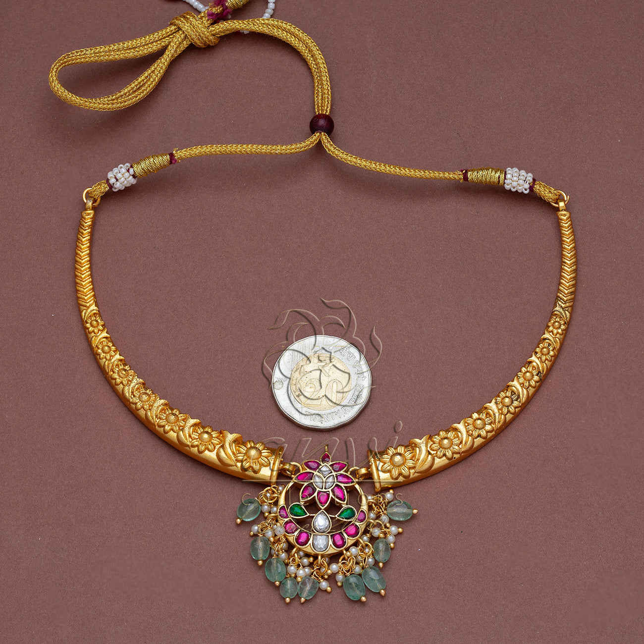 Kante with Small Chand Bali jadua kundan pendant