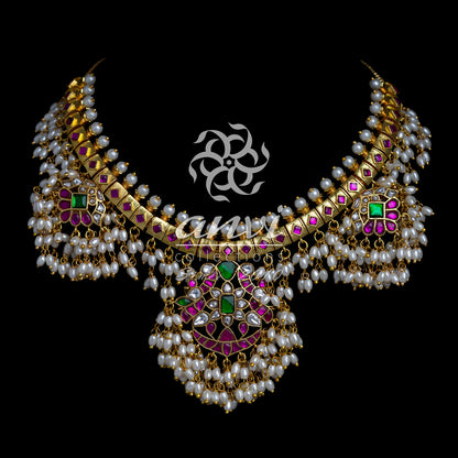 Guttapusala Bridal Combo 1 - Haaram with 3-pc short necklace