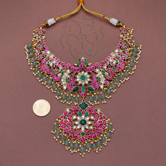 Multi Color Neckpiece with strawberry bead hangings