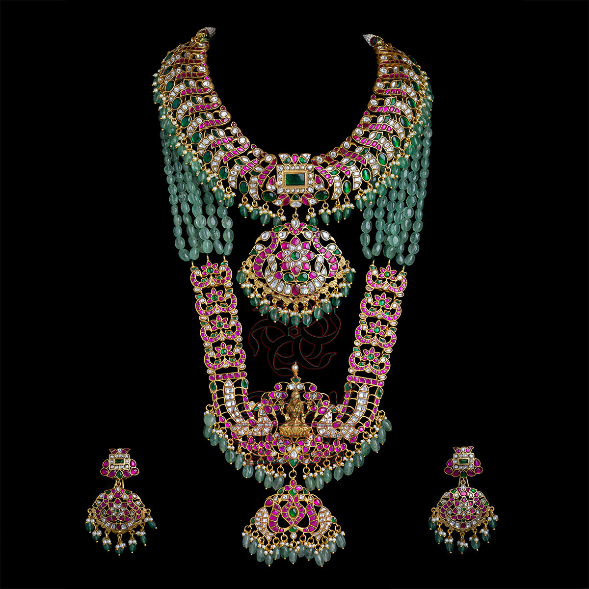 Jadau Kundan Lakshmi Nakshi Rani Haar with Peacock Necklace