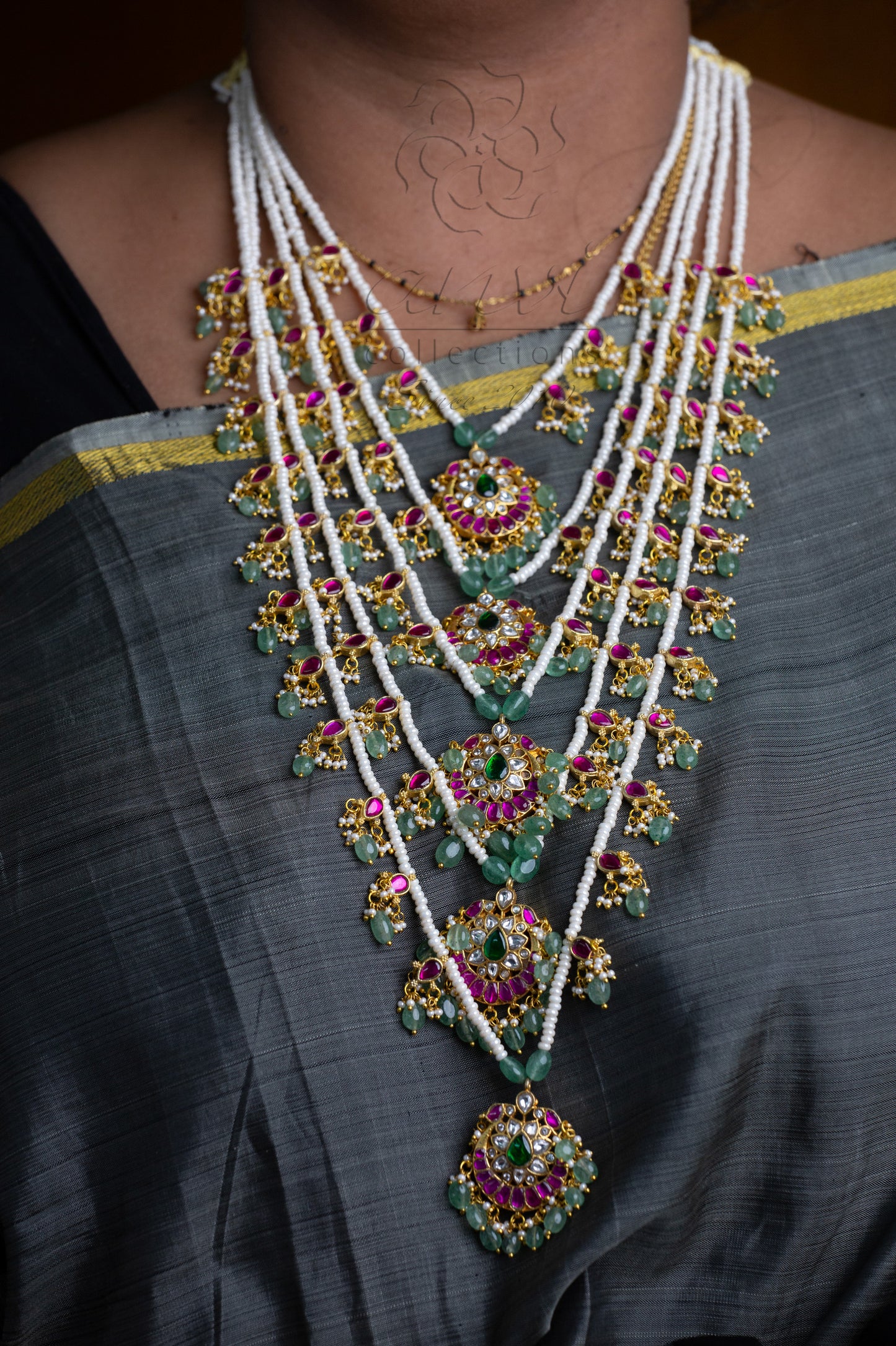 5-Lada layered Jadau Kundan bridal haaram