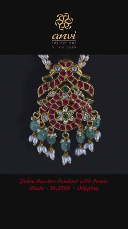 Peacock Pendant with Rice Pearls Chain