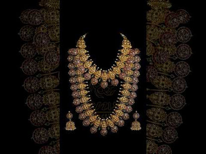 Big Bottu with Lakshmi Motif Kempu Bridal Combo in Red