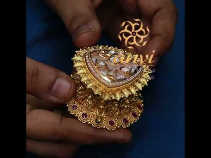 Triangle White Kundan Kumkum Box