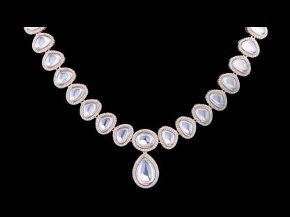 Moissanite simple necklace with earrings